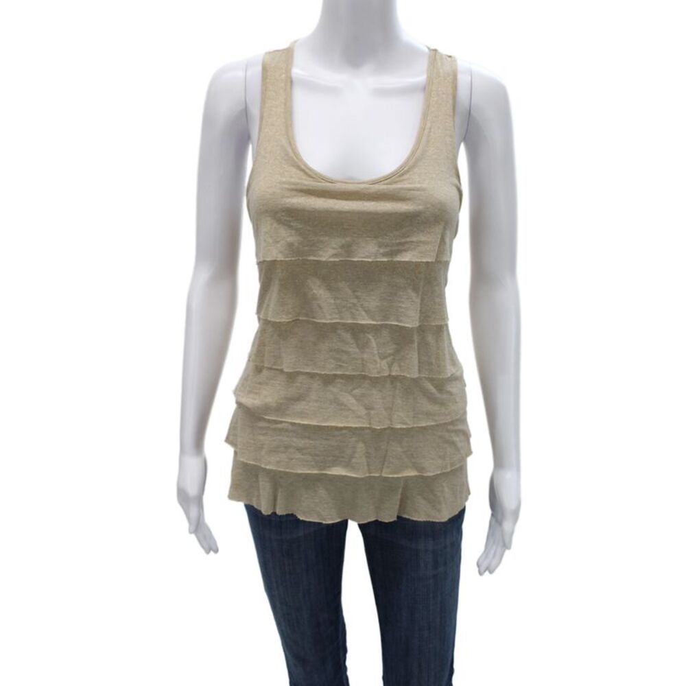 Eight Sixty Women Beige Sleeveless Tank Top Round Neck Size M